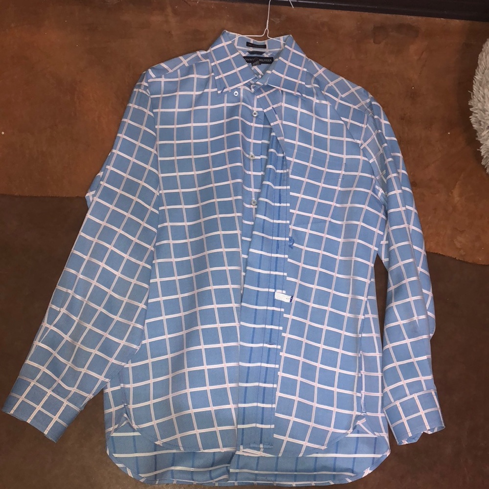 Tommy Hilfiger Blue Plaid Button Up Shirt Large